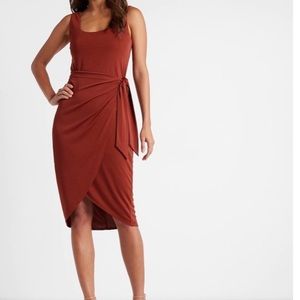 Body Contour Wrap Front Tie Waist Midi Dress